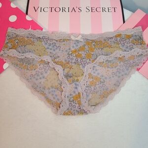 Y2K VS Dream Angels Silky Satin Nylon Lace Hipkini Panty Size M Floral